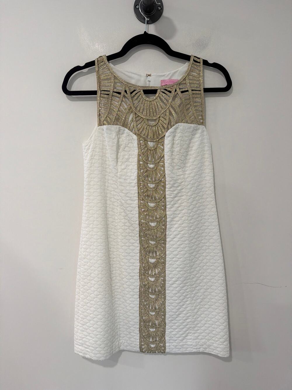 Lilly Pulitzer Tank Sundress White and Metallic Gold Size 2
